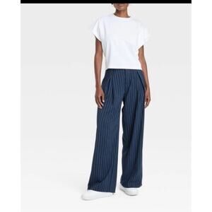 A New Day Navy Pinstripe Highest Rise Wide Leg Trousers Pants Women’s 2 NWT